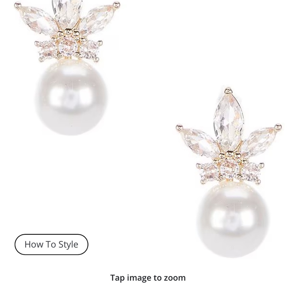 Borrowed and Blue White and Gold Earrings with Pearl and Crystal Accents